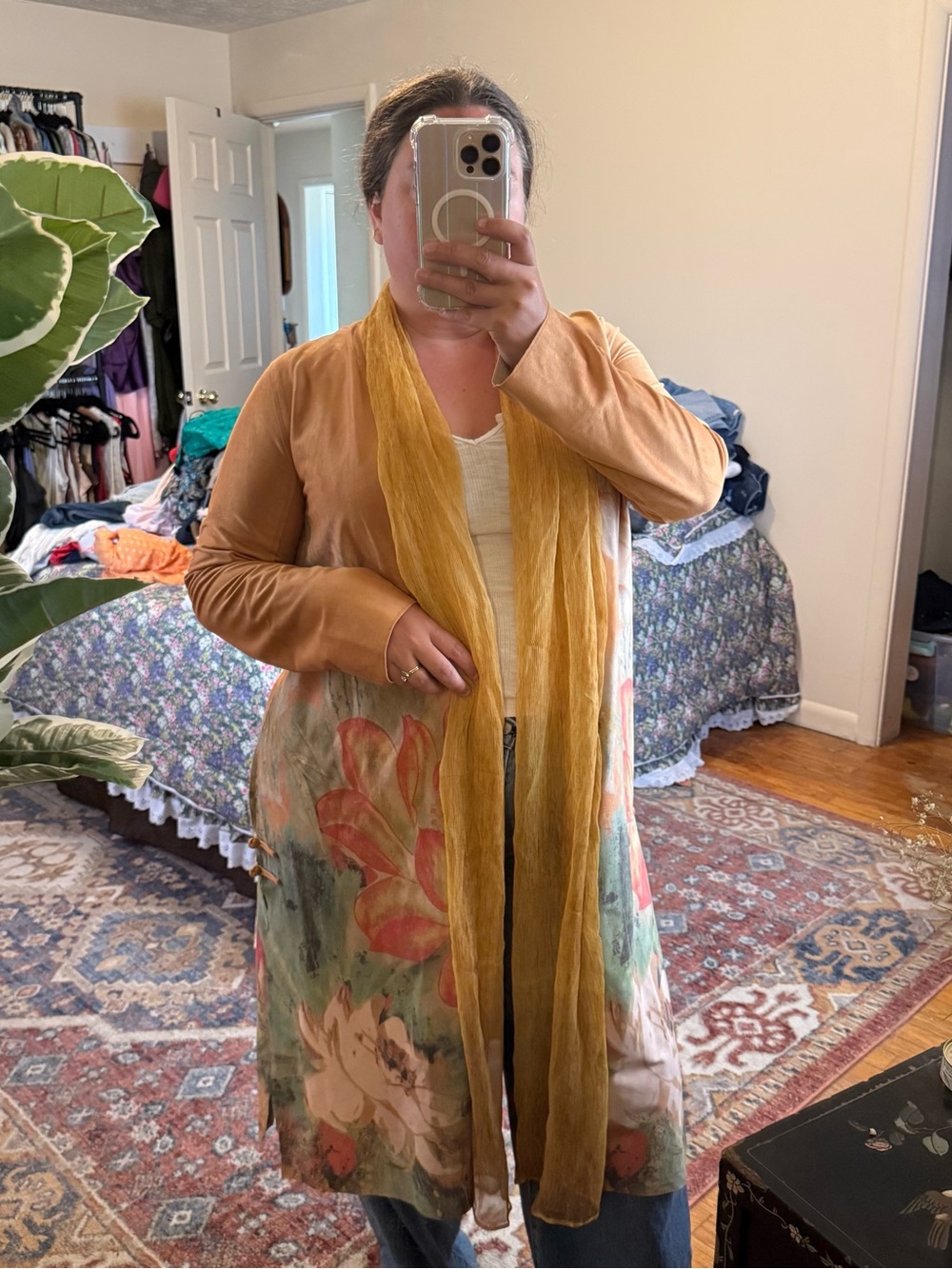 Soft Surroundings suede floral duster jacket